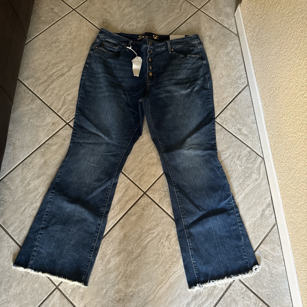 Seven7 Dark Blue Flare Jeans